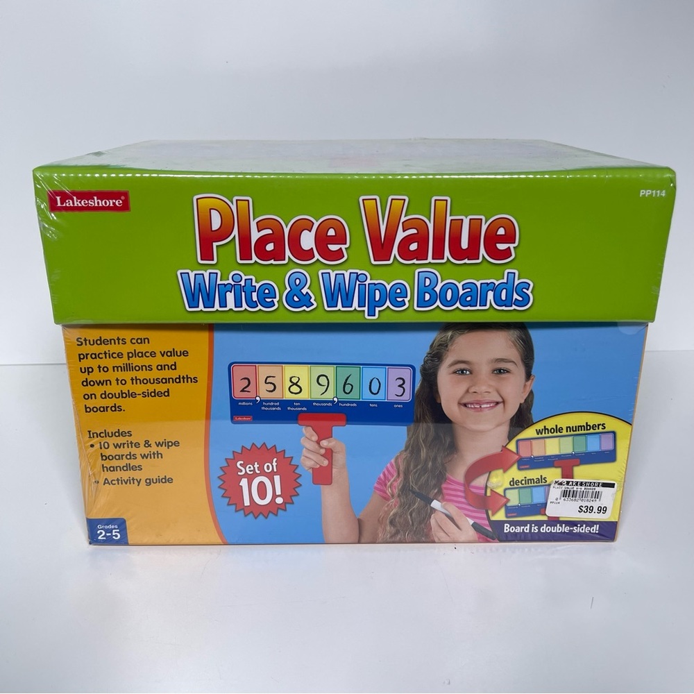 NEW Lakeshore Place Value 10 Write Wipe Boards Two Sided Homeschool Teacher Math